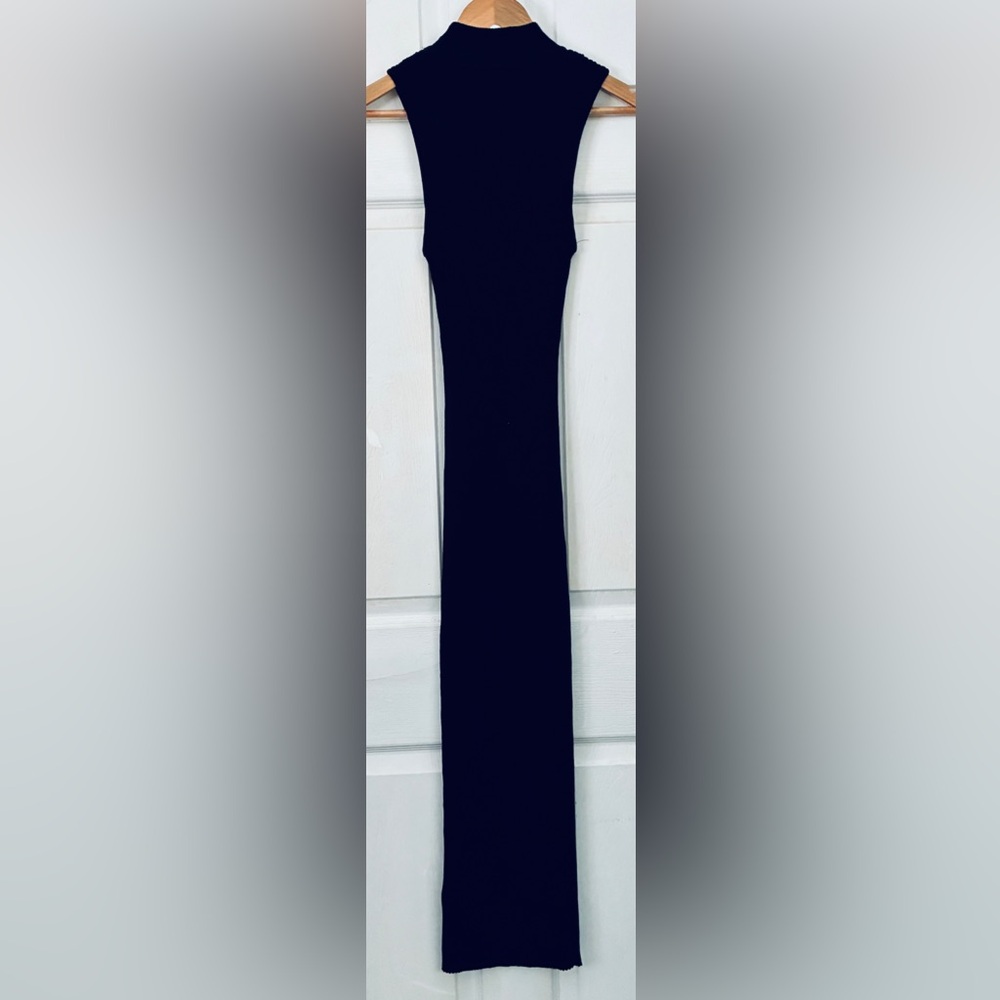 Zara Black Ribbed Knit Long Dress - Picture 3 of 4